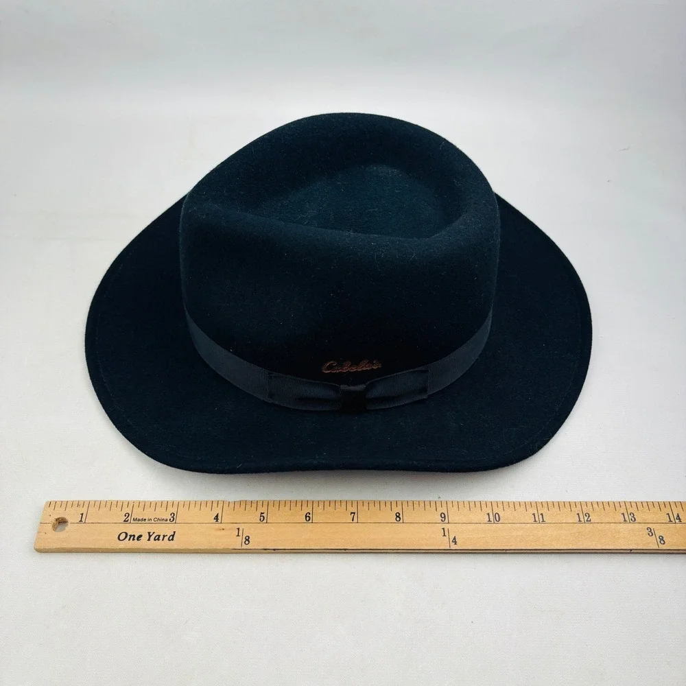 Cabela's Original Lite Felt Hat Mens L Black Wool Packable Water Repellent USA